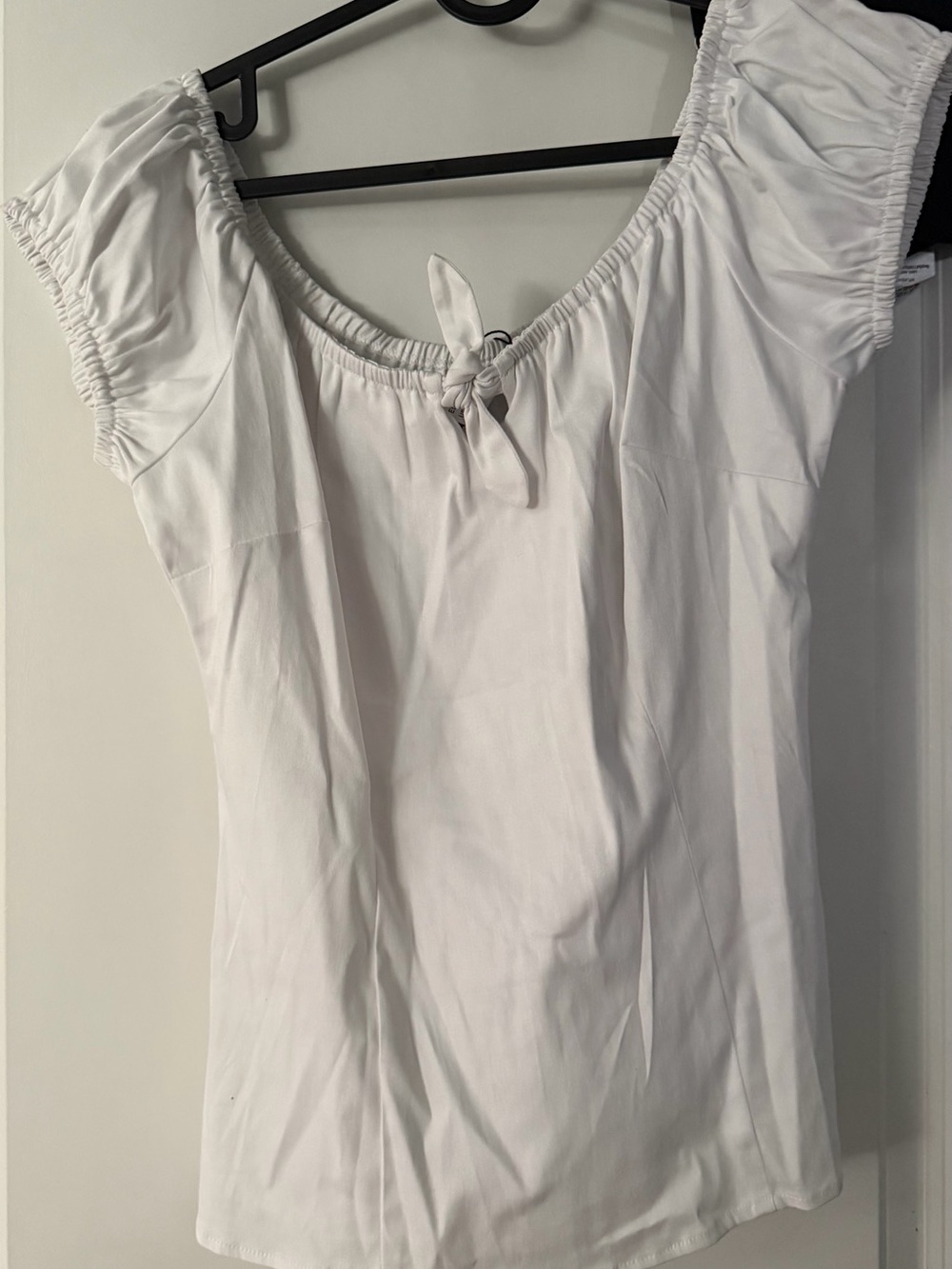NWT Collectif White Peasant Top with bow SZ m - Picture 3 of 5